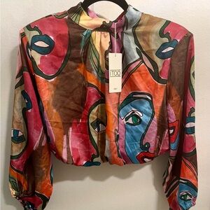Colorful Abstract Print Blouse